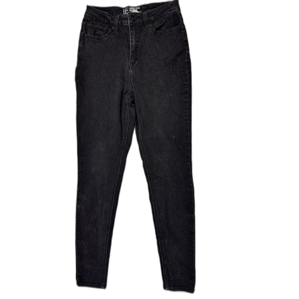 No Boundaries Size 7 Womens Jeans Mid Rise Black Skinny Stretch